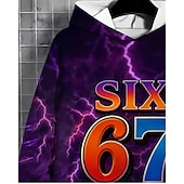 cheap Girl's 3D Playful Humor-Unisex Girls' 3D Graphic Funny Slang 67 Hoodie Pullover Long Sleeve 3D Print Spring Fall Sports Fashion Streetwear Kids 4-12 Years Hooded Outdoor Casual Daily Regular Fit
