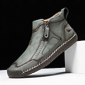 abordables Botines-Botas de senderismo de piel sintética de primera calidad para hombre: calzado resistente con cierre de cremallera para aventuras al aire libre y uso casual.