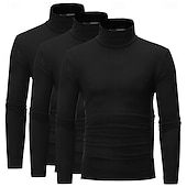 ieftine tricouri de bază-Bărbați Tricou Cămașă cu gât Tricou cu maneca lunga Manșon Lung Guler rulat Toamnă Toamna iarna Simplu Ușor De Bază Clasic 3 piese Pachet multiplu În aer liber Casual Sport A B C Top tricou pentru