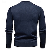 Недорогие мужской пуловер-свитер-Муж. Пуловер Свитер Вязаный свитер Рельефный узор Вязать Обычные топы Трикотаж Геометрический принт Вырез под горло Мода Классический Отпуск На каждый день Одежда Наступила зима Синий Винный L XL 2XL