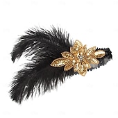 abordables Accessoires et plus-Années Folles Années 1920 Serre Tête Flapper Coiffure Accessoires pour Cheveux Gatsby le Magnifique Fille Flapper Plume Déguisement Femmes Noël Carnaval Mascarade Soirée à thème rétro Danse Charleston