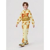 voordelige Kerstsets voor kinderen-Kerstmis Jongens 3D Grafisch Ruitjes Peperkoek mannen Kerstsets kerstcadeau Set met capuchon en joggingbroek Lange mouw Lente Herfst Dagelijks Basic Casual Kinderen 4 jaar + Capuchon Buiten Vakantie