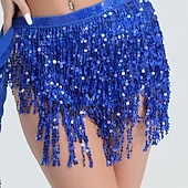 cheap Belly Dancewear-Samba Dancewear Belly Dance Performance Costume Sequin Tassel Hip Scarf Bead Waist Chain Indian Dance Performance Waist Scarf.l Performance Costume
