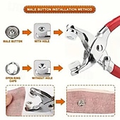 Недорогие искусство, ремесла и шитье-100 наборов металлических кнопок с плоскогубцами, набор пресс-инструментов, идеально подходит для самостоятельного изготовления одежды, головных уборов и шитья, набор застежек-кнопок для пошива одежды