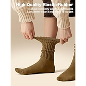 זול גרביים לבית-גרביים רפויות לנשים, גרבי מגפיים מרופדות לבנות, סרוגות עבות ואריכות ימים, אופנתיות רחוב, אופנתי, סתיו חורף, קז'ואל, ספורטיבי, חמים ונעימים, גרביים לנשים