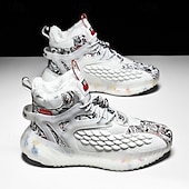 abordables Zapatillas Informales-Hombre Zapatillas de deporte Zapatos de Navidad Forro de Lana Zapatos para correr Zapatos de Paseo Casual Punto Cómodo Antideslizante Transpirable Botines / Hasta el Tobillo Cordones Negro Blanco Rojo