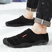 economico Ciabatte e infradito da uomo-scarpe slip-on trapuntate marroni da uomo con fodera in pile: calzature calde e comode per l'inverno e le uscite informali