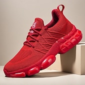 economico Scarpe da Corsa per Uomini-scarpe da corsa rosse da uomo: tomaia in mesh traspirante con cuscino d'aria per una calzata comoda, perfette per lo shopping natalizio e le attività all'aperto