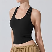 Χαμηλού Κόστους Γυναικείο πουκάμισο-Γυναικεία Μονόχρωμο Αμάνικο τοπ Αθλητική μπλούζα Ενσωματωμένο σουτιέν Προστασία UV Γρήγορο Στέγνωμα Ελαστικό Αναπνέει Τέννις Αθλητικά Τρέξιμο Μπολύζες Μαύρο Λευκό Βυσσινί Ρούχα τένις