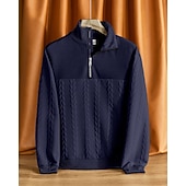 abordables Sweat-shirts basiques-Homme Sweat-shirt Pull Sweat-shirt quart de fermeture éclair Noir Blanche bleu marine Kaki Gris Demi-zip Uni Jacquard Sport &amp; Loisir Occasionnel Quotidien Streetwear Basique Occasionnel Automne Hiver