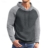 baratos hoodies básicos dos homens-Homens Moletom Estacionar Preto Cinza Claro Cinzento Escuro Cinzento Com Capuz Bloco de cor Com Cordão Desportos e Ar livre Casual Diário Impressão 3D Roupa de rua Roupa de Esporte Casual Outono