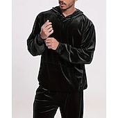 baratos moletons básicos-Homens Moletom Moletom com capuz e calças Conjunto de roupas Conjunto de moletons Capuz Ao ar livre Diário Esportes Com Cordão Bolsos Tecido Vermelho Vinho Preto Azul Royal Poliéster Roupas Esportivas