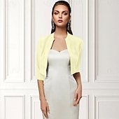economico impacchi per gli invitati al matrimonio-Wrap Bolero da Donna Scialle della Madre Cappotti  Giacche di Base Elegante a Manica 3/4 Wrap in Chiffon per Ospiti ai Matrimoni con Colore Puro per Festa Serale in Primavera e Estate per fare colpo