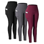 preiswerte Einfarbige Leggings-Damen Jogginghose Chinos Leggings Mode Basic Lässig Volle Länge Hohe Taille Einfach Elastischer Bund Bequem Weich Dehnbar Yoga Marineblau Schwarz Wein Grau Frühling Herbst Schmale Passform