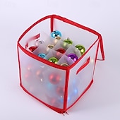 voordelige Kerst Opslag-Kerstversieringsdoos met 64 compartimenten, 12x12x12 inch kerstopbergdozen, ornamentorganizer met rits en handgrepen, geschikt voor vakantiedecoraties, sieraden en cadeaus