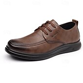 economico Scarpe Casual con Lacci-scarpe da lavoro da uomo marrone scuro, eleganti con lacci, in similpelle di alta qualità, perfette per l'ufficio e le occasioni professionali