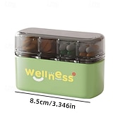 abordables almacenamiento de equipaje y viajes-2 pastilleros portátiles con recordatorio de medicación diaria – mini frascos de medicamentos de viaje, 7 días, 3 compartimentos, impermeables &amp;organizador a prueba de humedad