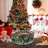 economico Deposito di Natale-1/2 sacchetto trasparente per riporre ghirlande natalizie da 24/30 pollici, contenitore per riporre ghirlande natalizie con maniglia, resistente copertura in PVC per ghirlande natalizie stagionali,