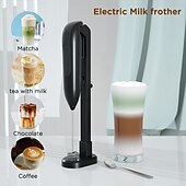 abordables appareils électroménagers-Mousseur à lait électrique portable rechargeable, 3 têtes, 3 vitesses, en acier inoxydable, avec affichage numérique LED, idéal pour le café au lait, les lattes, les cappuccinos et les matchas.