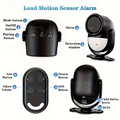 cheap Burglar Alarm Systems-125dB Loud Motion Sensor Alarm Indoor Wireless Infrared Security Motion Detector With Warning Light/Remote Control Suitable for Homes/Sheds/Garages