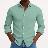 abordables Chemises décontractées intelligentes pour hommes-Homme Chemise Chemise en velours côtelé Chemise Boutonnée bleu marine manche longue Uni Col Rabattu Occasionnel Quotidien Boutonné Vêtement Tenue Coton Mode Streetwear Classique Occasionnel