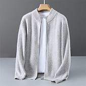 cheap Men's Wool Sweater-Men's Premium Pure Wool Cashmere Cardigan Sweater Classic Knit Zip Up Soft Warm Breathable