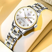 economico Orologi al quarzo-L'orologio al quarzo da donna è alla moda casual ed elegante con una scala digitale in strass e un quadrante luminoso con doppio calendario - La migliore scelta regalo per la Festa della Mamma per le