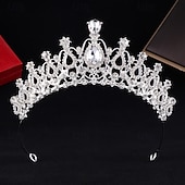 お買い得  ティアラとクラウン-クラウンティアラ ヘッドドレス 合金 結婚式 誕生日 かわいいスタイル シャイニー と ラインストーン クリスタル かぶと 帽子