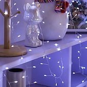 זול מוצרים עם חיבור לחשמל-חג המולד זיקוק חוט נחושת מחרוזת אורות פיות מחרוזת אורות 8 פונקציות טיימר שלט רחוק מתח נמוך תקע בטיחות פסטיבל מסיבת חתונה אווירת תאורה דקורטיבית אביזרים 10/15/30/50 מטר