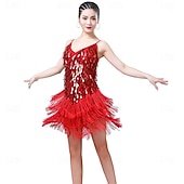 economico Abiti da Pratica-Costumi da ballo Samba Vestito scintillante in paillettes Finge Vestiti di danza tango latino Mini vestito Abbigliamento per carnevale Costumi per performance