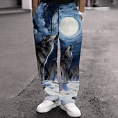 voordelige joggingbroek met print voor heren-Voor heren Wolf Wilde Dieren Maanlicht Joggingbroeken Broek Vrijetijdsbroek Medium Taille Vintage Retro Buiten Jagen Training Elastische tailleband met trekkoord Rechte broek met zakken Lente Herfst