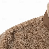 Недорогие Спортивная куртка-Муж. Зимняя куртка Пальто тедди Повседневная куртка Отпуск Повседневные Сохраняет тепло Карман Флис Осень Зима Полотняное плетение Мода Уличный стиль Воротник-стойка Обычная