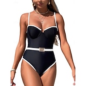 abordables Bañadores de una pieza-Bañador de tankini de 2 piezas para mujer con aros control de abdomen alta cintura esbelto sin espalda ropa de playa para vacaciones color sólido cuello en V sin mangas