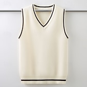 billiga Tröjor och koftor-Barn Pojkar Pullover tröja Färgblock Ärmlös V-ringad Utomhus Mode Marinblå Höst Kläder 4-12 år