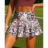 billige Kjoler og shorts-Dame Dyr Leopard Uformelt skjørt Tennisskjørt Ermeløs Lapper Lomme 2 i 1 UPF50+ UV-bestandig Flerlag UV Beskyttelse Volleyball Tennis Badminton Shorts Skjørter Blå og Gul Skoggrønn Lys Kaffe Tennis