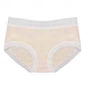 abordables Linge de nuit et détente Femme-Femmes Culottes Culottes Basiques Dentelle Taille ÉlastiqueNightwearCoton Couleur Unie Mode Mignon Noir Rose Claire Beige Printemps &amp; Été Automne &amp; Hiver