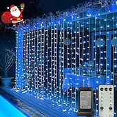 abordables Enchufe eléctrico-luces de cortina 3 * 3M 300 Leds 8 funciones control remoto temporal Enchufar Luces de cortina de hadas decoración de fiesta de boda interior y exterior