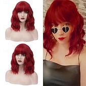cheap Carnival Wigs-Carnival Wig 2026 Pink Red Blue Curly Short Synthetic Festival Wig Mardi Gras Parade Cosplay Costume Hair for Women