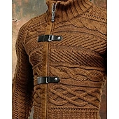 cheap Men's Pullover Sweater-Men's Sweater Pullover Sweater Jumper Zip Sweater Knit Sweater Ribbed Knit Regular Tops Knitted Plain Turtleneck Streetwear Modern Casual Daily Wear Clothing Apparel Fall Winter Black Dark Navy S M L