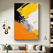 preiswerte Ölgemälde-Großes gelbes minimalistisches abstraktes Gemälde mit Textur, schwarz-weiße 3D-Textur, abstrakte Kunst, Acryl-Gemälde, abstrakte Textur, moderne Kunst