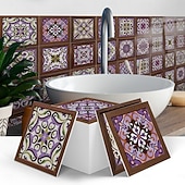 cheap Tile stickers-12pcs 3D Wall Tile Stickers Peel Stick 6x6 in, Thick PE Foam Crystal Mosaic, Waterproof Backsplash for Kitchen, Bathroom &amp; Home Decor, Metallic Wall Panels Gift Box