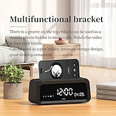 cheap Speakers-K3  Portable Wireless Speaker and Alarm Clock Bass 40-Hour Battery Life Dual-Mode Phone Stand/Bracket TF Card Player -C Dual Speakers Low Power Mode Compatible with Mobile Devices - Black/Whi