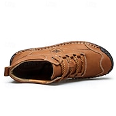 economico Stivaletti alla caviglia-sneakers da uomo in similpelle marrone con lacci: eleganti e versatili, ideali per il lavoro, l'abbigliamento casual e le attività all'aperto