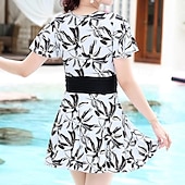 billiga One Pieces &amp; Tankinis-Dam Rash-guards Baddräkt Badkläder Badkläder Vit Mörkblå UV-skydd Magkontroll Surfing Strand Semester Sommar