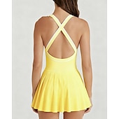 economico Abbigliamento Tennis da donna-Per donna Tinta unita Gonne a pieghe Abito sportivo Vestito all'americana Reggiseno incorporato Traspirante Tennis Atletico Corsa Vestito Nero Bianco Giallo Abbigliamento da tennis