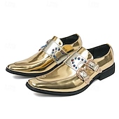 preiswerte Mönchsschuhe-Lila Herren-Loafer aus Lackleder mit doppeltem Monk-Riemen und Strassverzierungen – elegantes Schuhwerk für luxuriöse Anlässe und Abendgarderobe