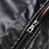 cheap Faux Leather Jackets-Men's Faux Leather Jacket Winter Jacket Fleece Jacket Casual Jacket Outdoor Casual Thermal Warm Pocket Fall Winter Plaid Streetwear Casual Hooded Regular Black Brown Jacket