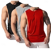 baratos Tops de ginásio-Homens Malha Íntima Colete Camiseta Interior camisa sem manga Sem Manga Decote V Decote Redondo Verão Tecido Moda Clássico Confortável 3 Peças Multi-pack Rua Casual Esportes A B C Top Tee para Homens