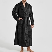 Недорогие Халаты-Муж. Домашняя одежда Ночная рубашка Ночная сорочка Банное платье Полотняное плетение Стиль Удобная обувь Дом Повседневные Хлопок Сохраняет тепло Дышащий V-образный вырез Длинный рукав Осень Зима