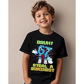 billige Guttens 3D Morsomme Humor-Bomull Barn Gutt Svart Grafisk Morsom slang 67 T skjorte Bluse Crew-hals Kortermet utendørs Hverdag Mote Gatemote Designer Printer Sommer